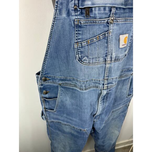 Carhartt Double Knee Denim Overalls Carpenter Workwear Utility Size 42x30 - Picture 13 of 16